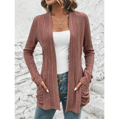 Women's cardigan with open design and practical pockets NOVAE