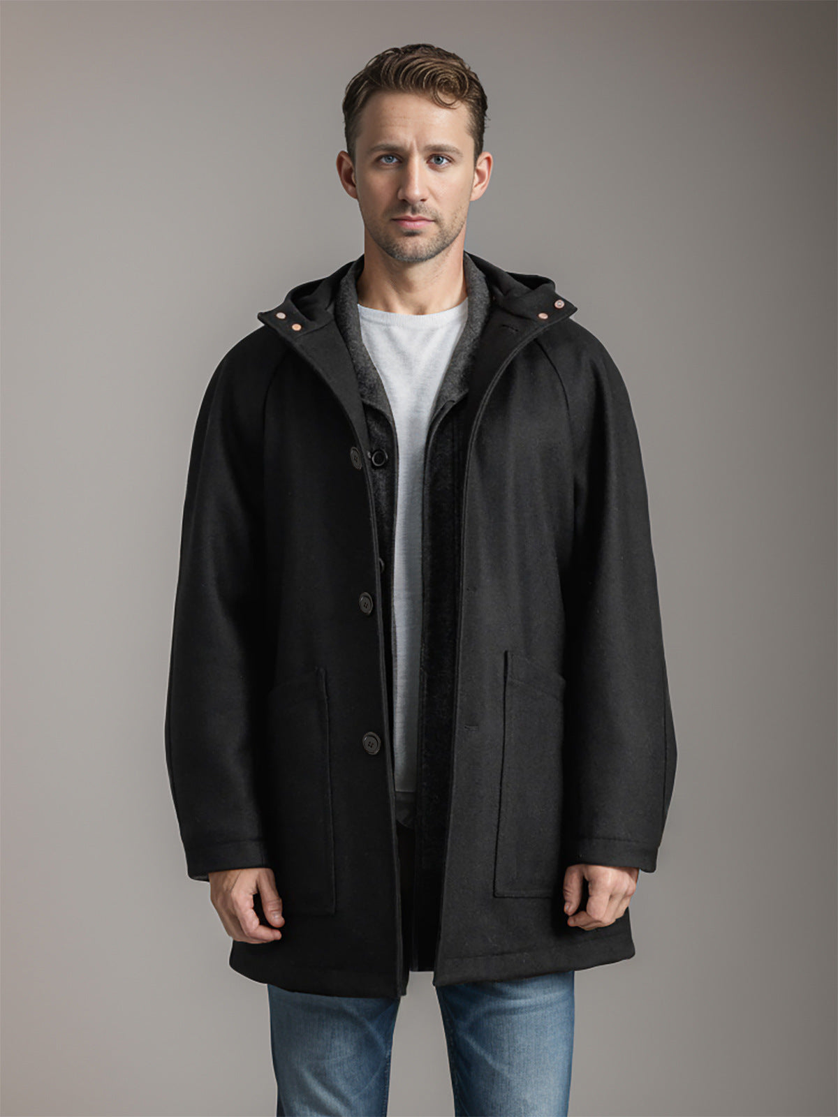 Men's casual hooded coat with comfortable pockets and warm lining NOVAE