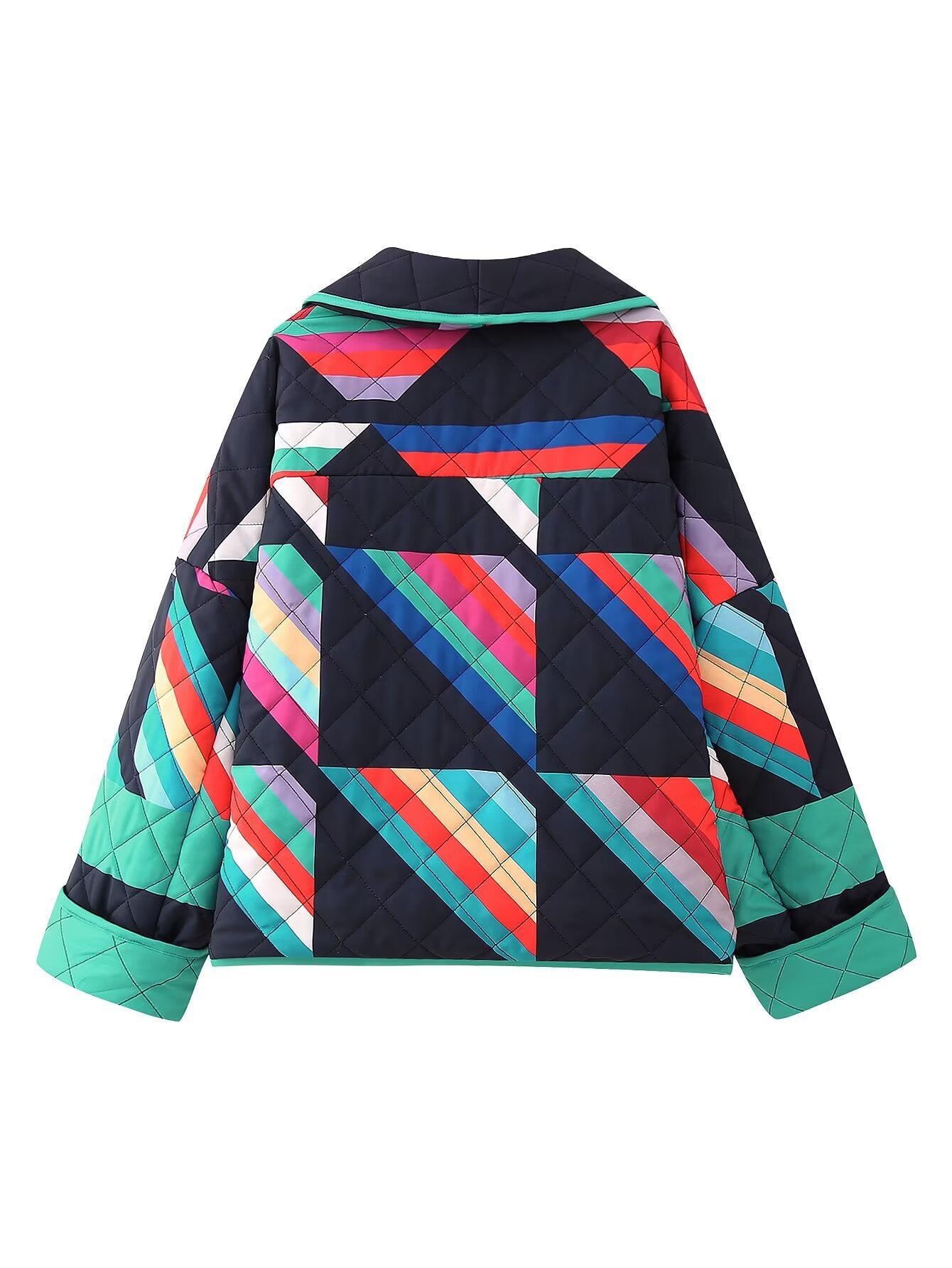 Women's striped quilted jacket with a wide cut and stylish color scheme NOVAE