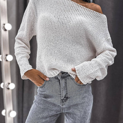 Women's casual knit sweater with off-shoulder design and comfortable cut NOVAE