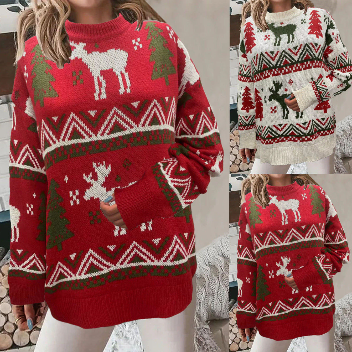 Women's Cozy Christmas Sweater with Festive Motif and High Fit NOVAE
