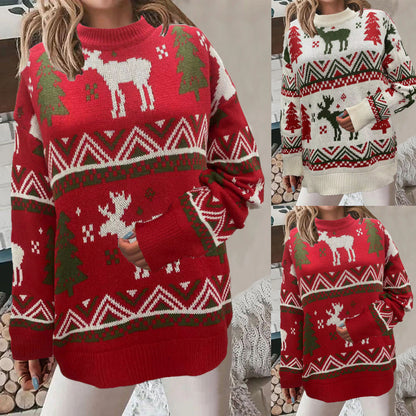 Women's Cozy Christmas Sweater with Festive Motif and High Fit NOVAE