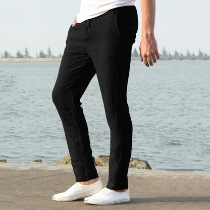 Men's casual linen trousers with elasticated waistband and side pockets NOVAE