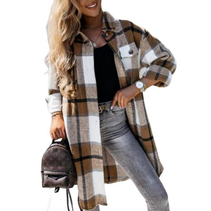 Women's Checkered Overshirt with Button-Down Design and Patch Pockets NOVAE