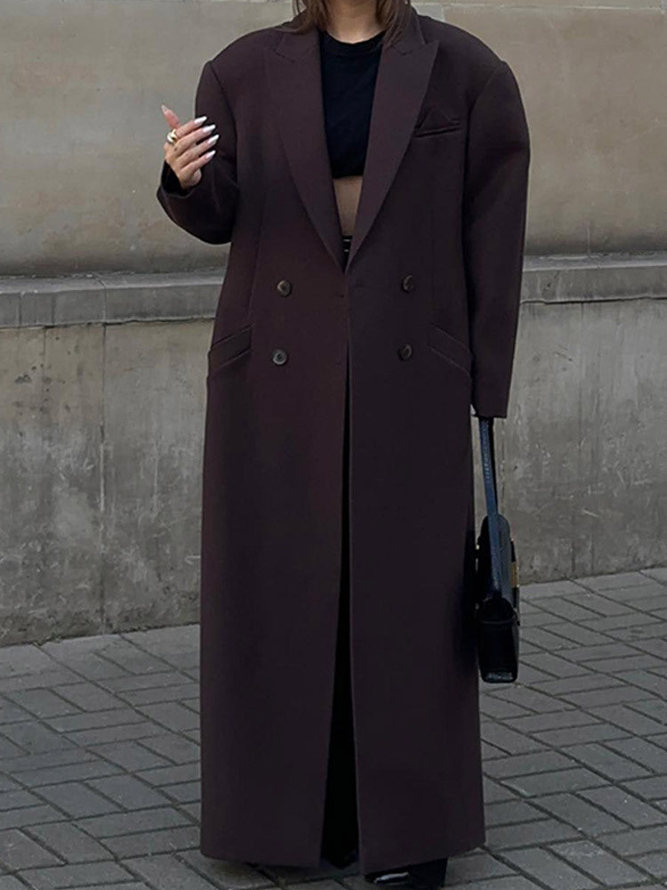 Women's Oversized Blazer Coat with Double Button Closure and Wide Shoulders NOVAE