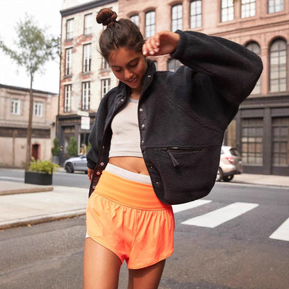 Women's sporty fleece jacket with practical pockets NOVAE