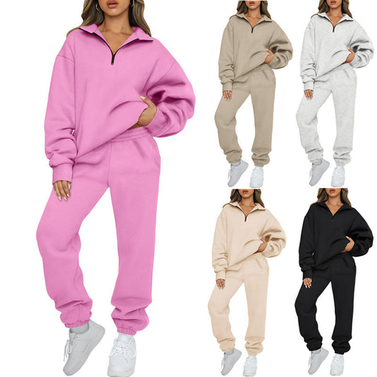 Women's casual hoodie tracksuit with zip and waistband-free trousers NOVAE