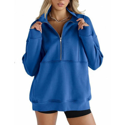 Women's sweatshirt with half zipper and oversized cut NOVAE