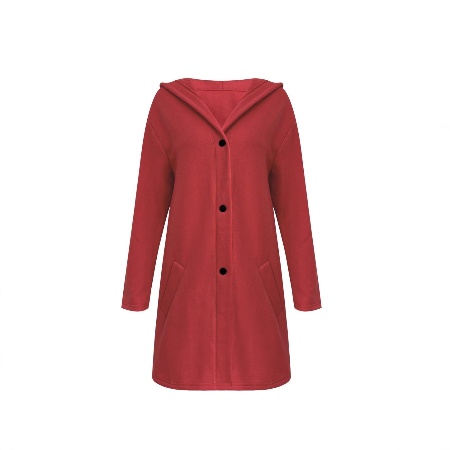 Women's fashionable long cardigan with hood and practical pockets NOVAE