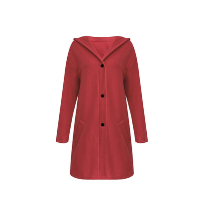 Women's fashionable long cardigan with hood and practical pockets NOVAE