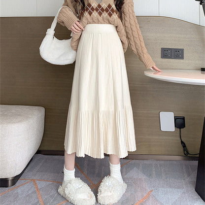 Women's pleated maxi skirt with flared hem and high waistband NOVAE