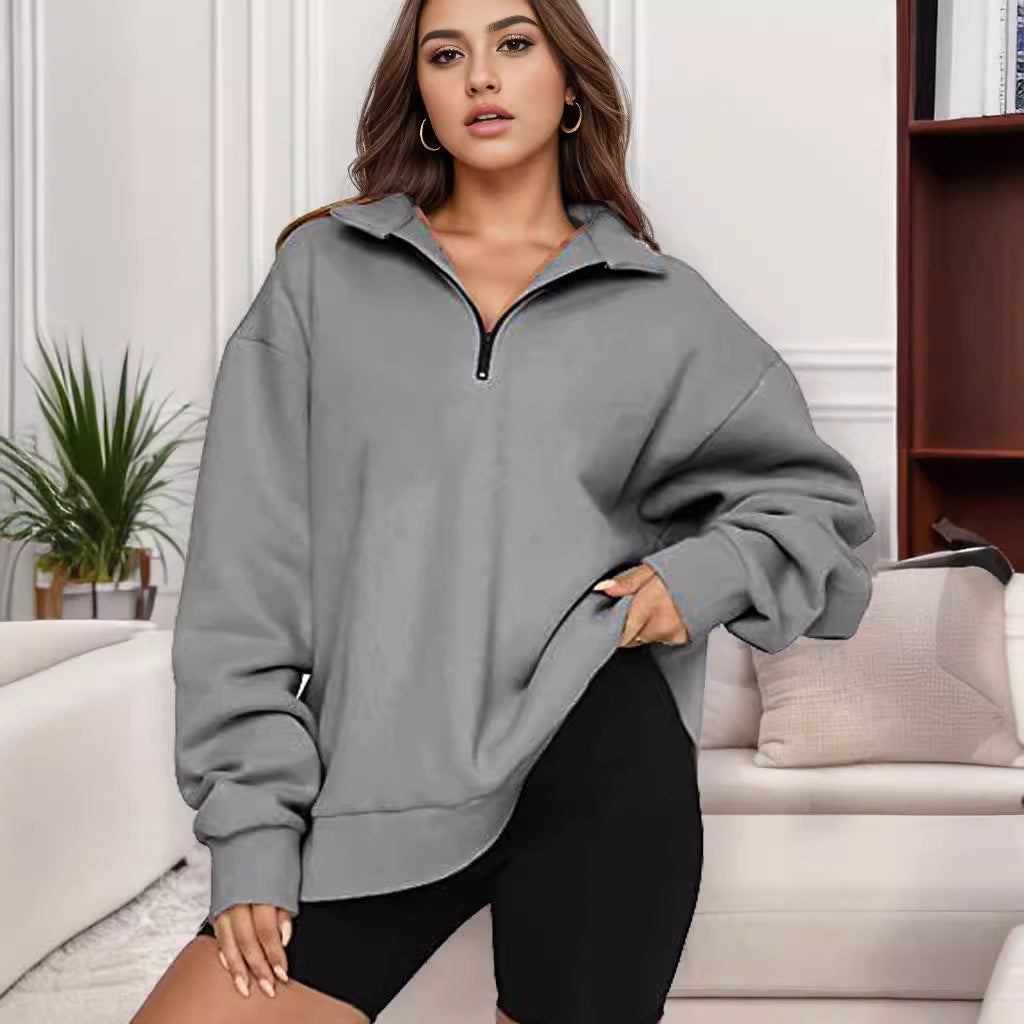 Women's Oversized Sweatshirt with Stand-Up Collar NOVAE