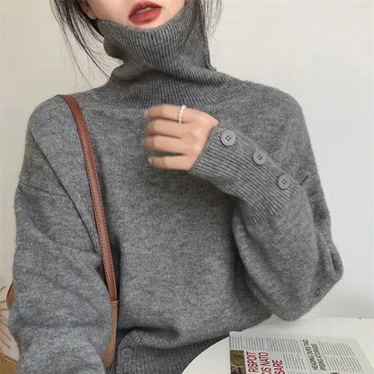 Women's roll-neck sweater with button details and a relaxed fit NOVAE