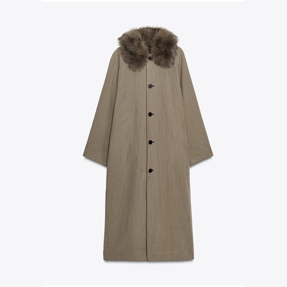 Women's fashionable coat jacket with elegant collar and button closure NOVAE