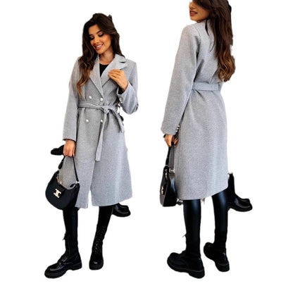 Women's trench coat with double-breasted button closure and chic waist belt NOVAE