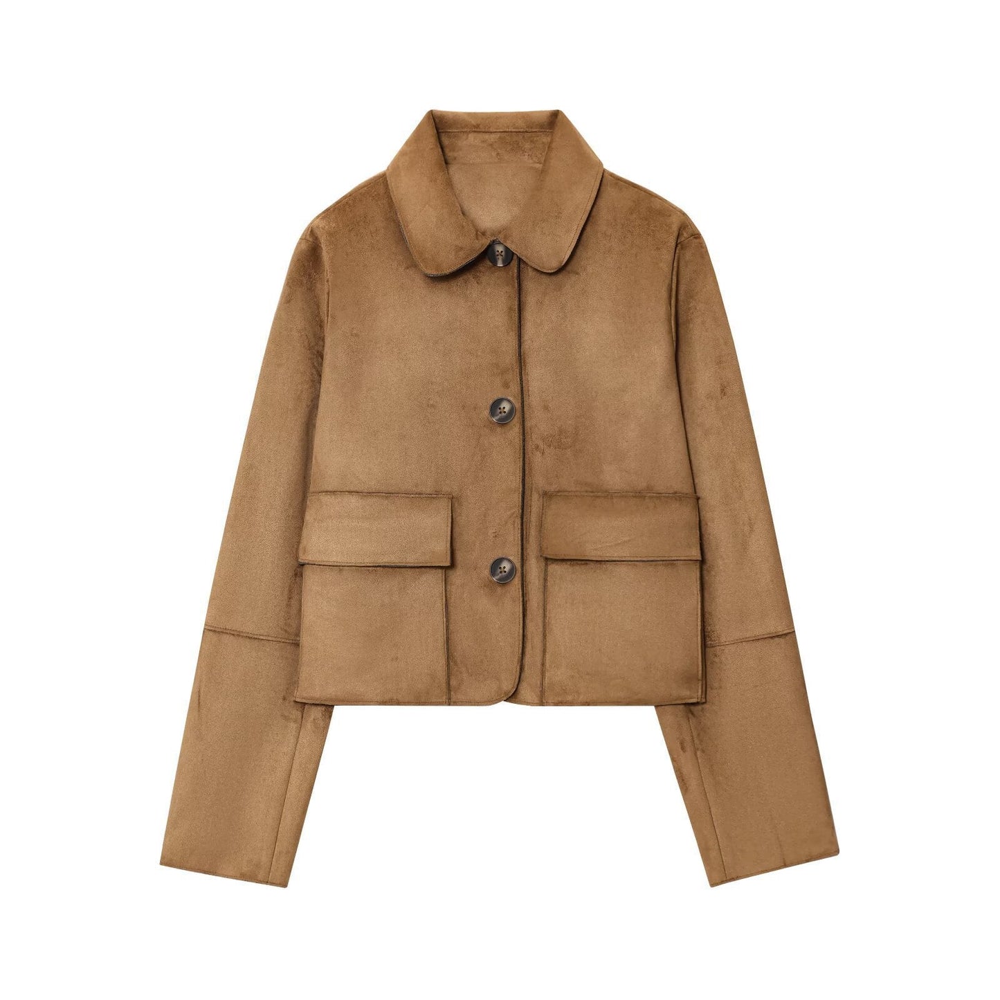 Women's short utility jacket with large pockets and fashionable collar NOVAE