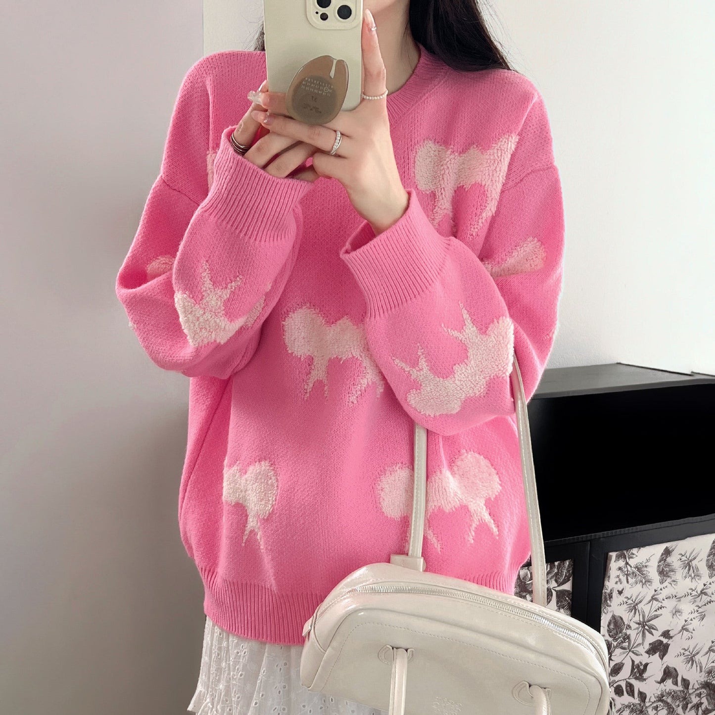 Women's cozy knit sweater with playful pattern NOVAE