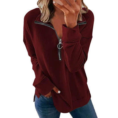Women's casual pullover with stylish zipper NOVAE