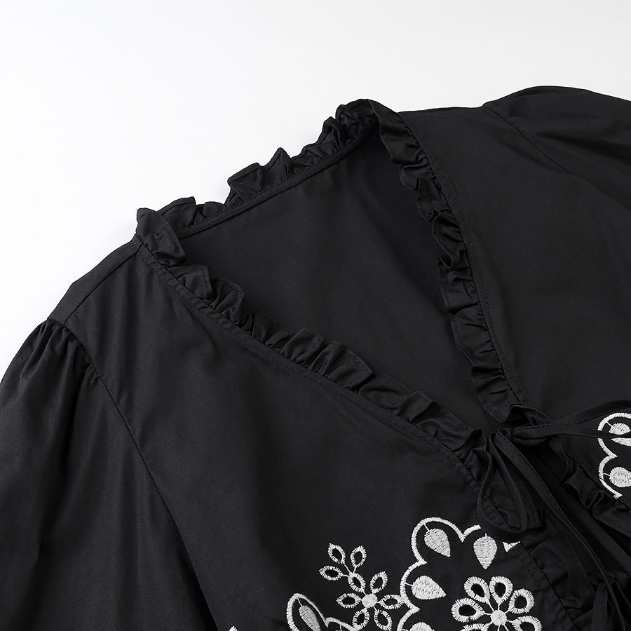 Women's elegant short bolero with floral embroidery NOVAE