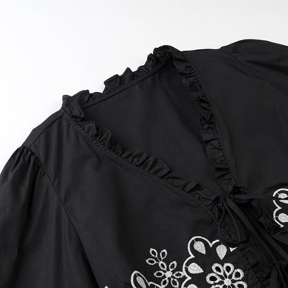 Women's elegant short bolero with floral embroidery NOVAE