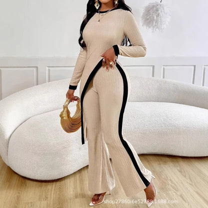 Women's Modern Jumpsuit with Side Slit and Contrasting Accents NOVAE