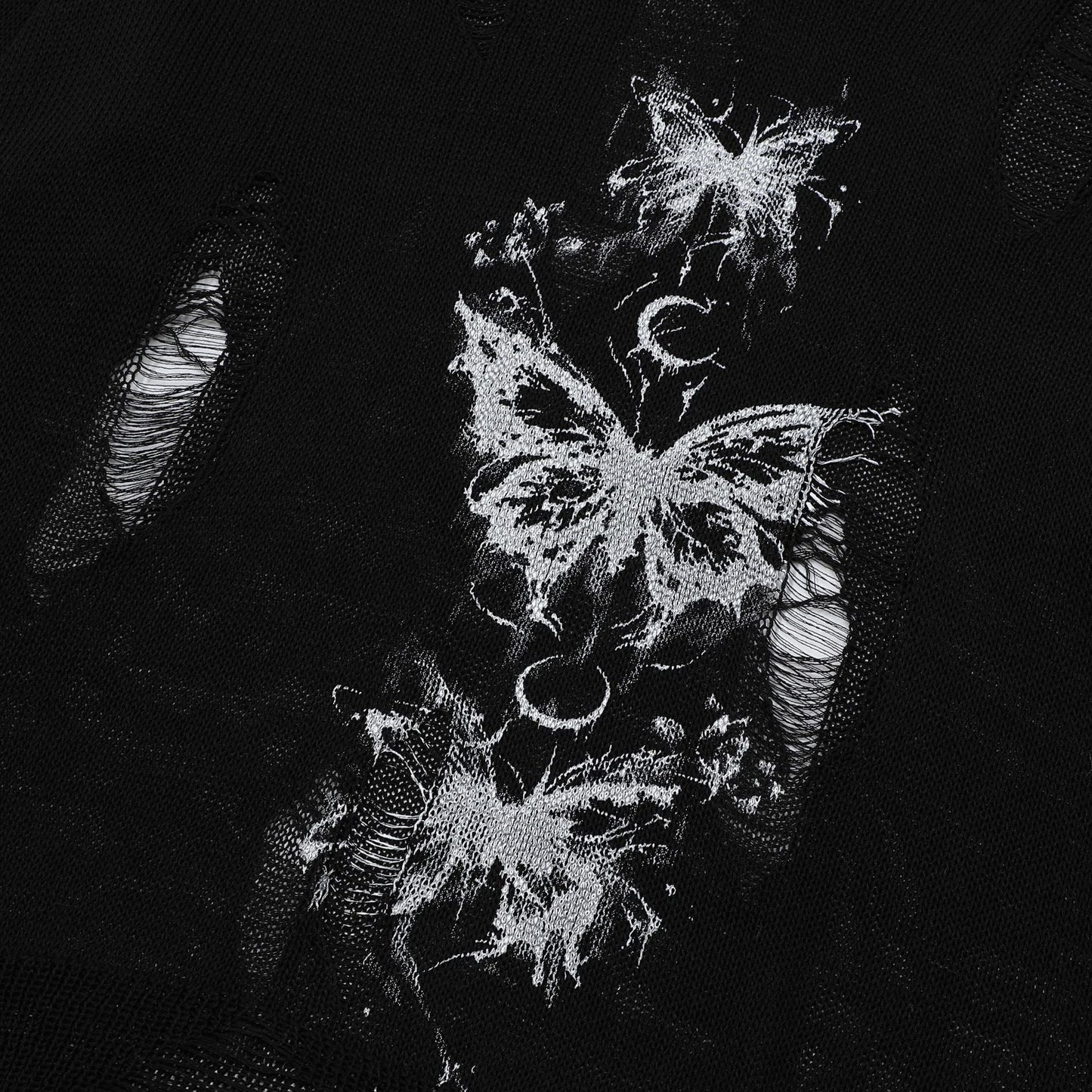 Women's oversized sweater with graphic print and distressed details NOVAE