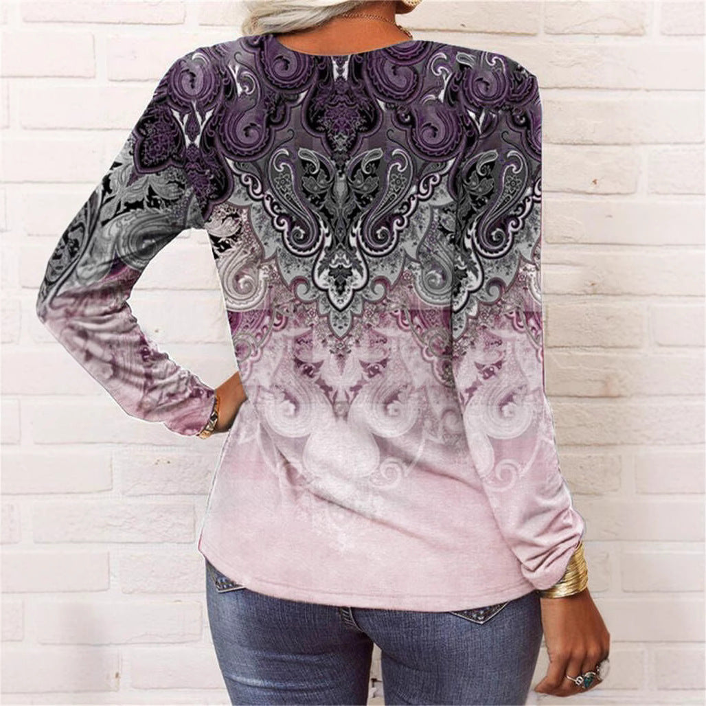 Women's long-sleeved casual shirt with playful pattern NOVAE