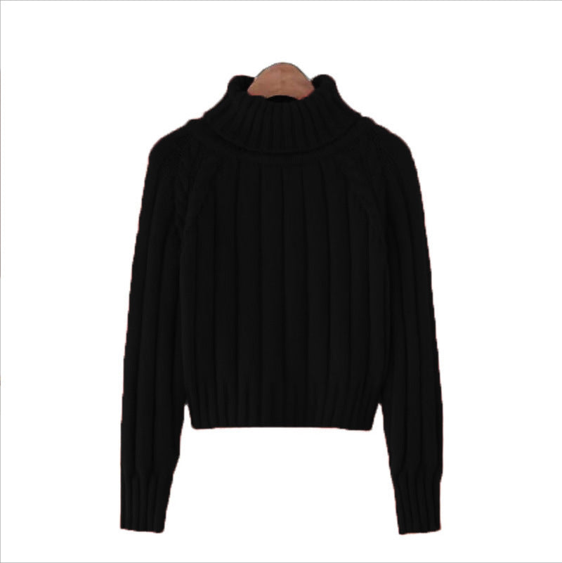 Women's knit sweater with high collar and ribbed texture NOVAE