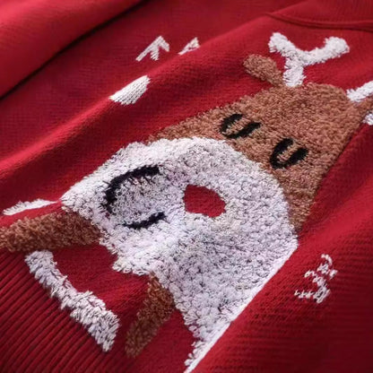 Women's festive knit sweater with reindeer motif and snowflakes NOVAE