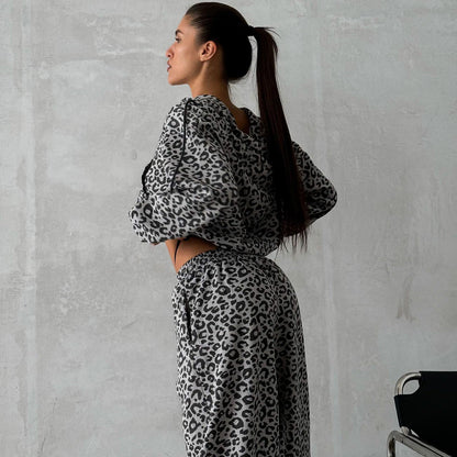 Women's Cotton Loungewear Set with Leopard Design NOVAE
