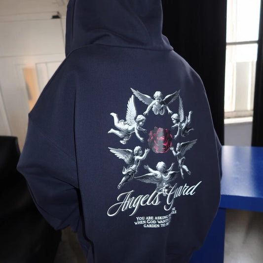 Women's hoodie with artistic angel motif and fashionable NOVAE lettering