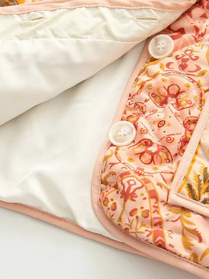 Women's quilted jacket with floral patterns and practical pockets NOVAE