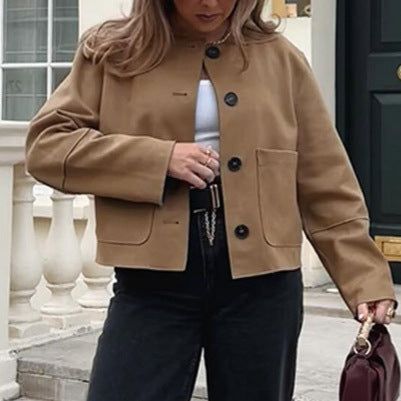 Women's fashionable jacket in a minimalist cut with practical pockets NOVAE