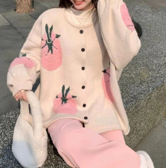 Women's playfully patterned cardigan with button detail NOVAE