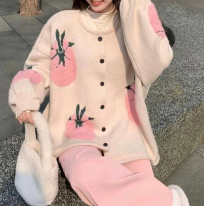 Women's playfully patterned cardigan with button detail NOVAE