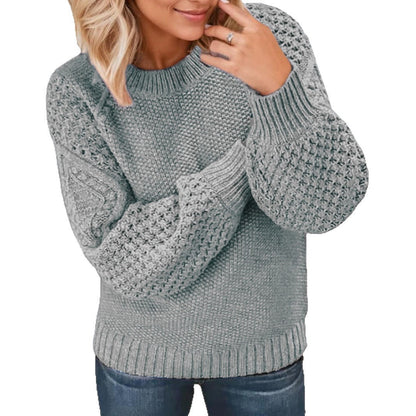Women's chunky knit sweater with voluminous sleeves and textured design NOVAE