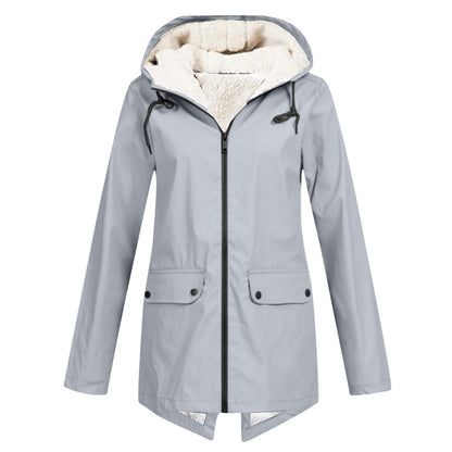 Women's weatherproof and lined rain jacket with adjustable hood collar NOVAE