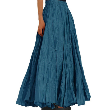 Women's long, flowing skirt with elastic waistband and modern texture NOVAE