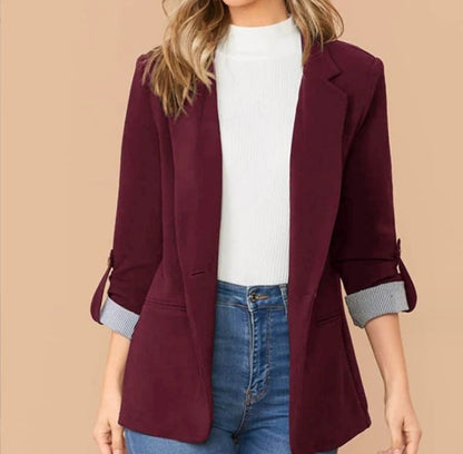 Women's fashionable blazer with turn-up sleeves and structured details NOVAE
