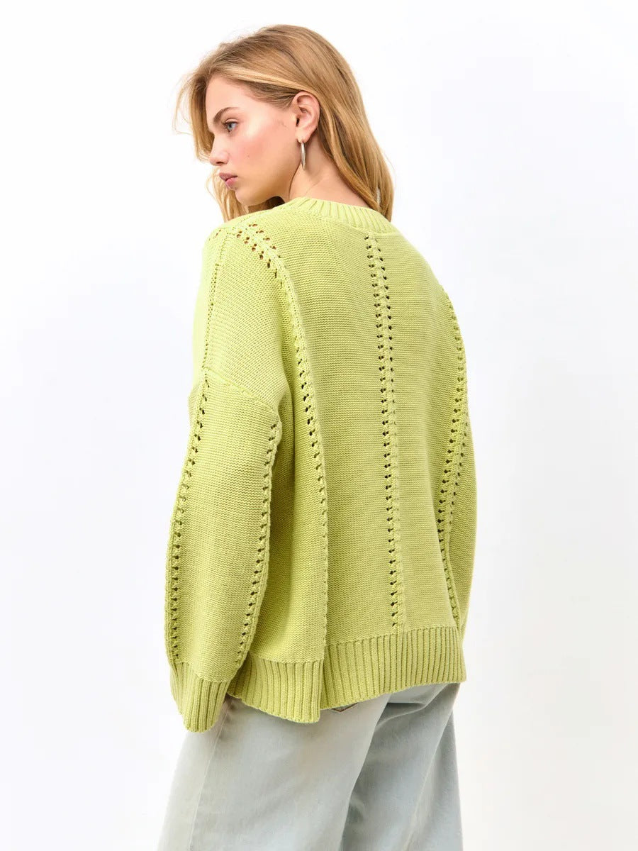 Women's Oversized Knit Sweater with Airy Texture and Special Details NOVAE