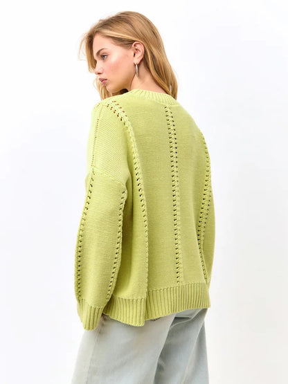 Women's Oversized Knit Sweater with Airy Texture and Special Details NOVAE