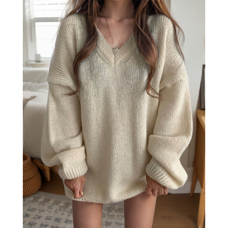 Women's Oversized V-Neck Wide Sleeve Knit Sweater NOVAE