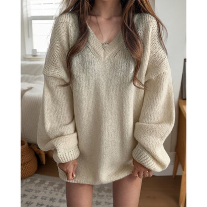 Women's Oversized V-Neck Wide Sleeve Knit Sweater NOVAE