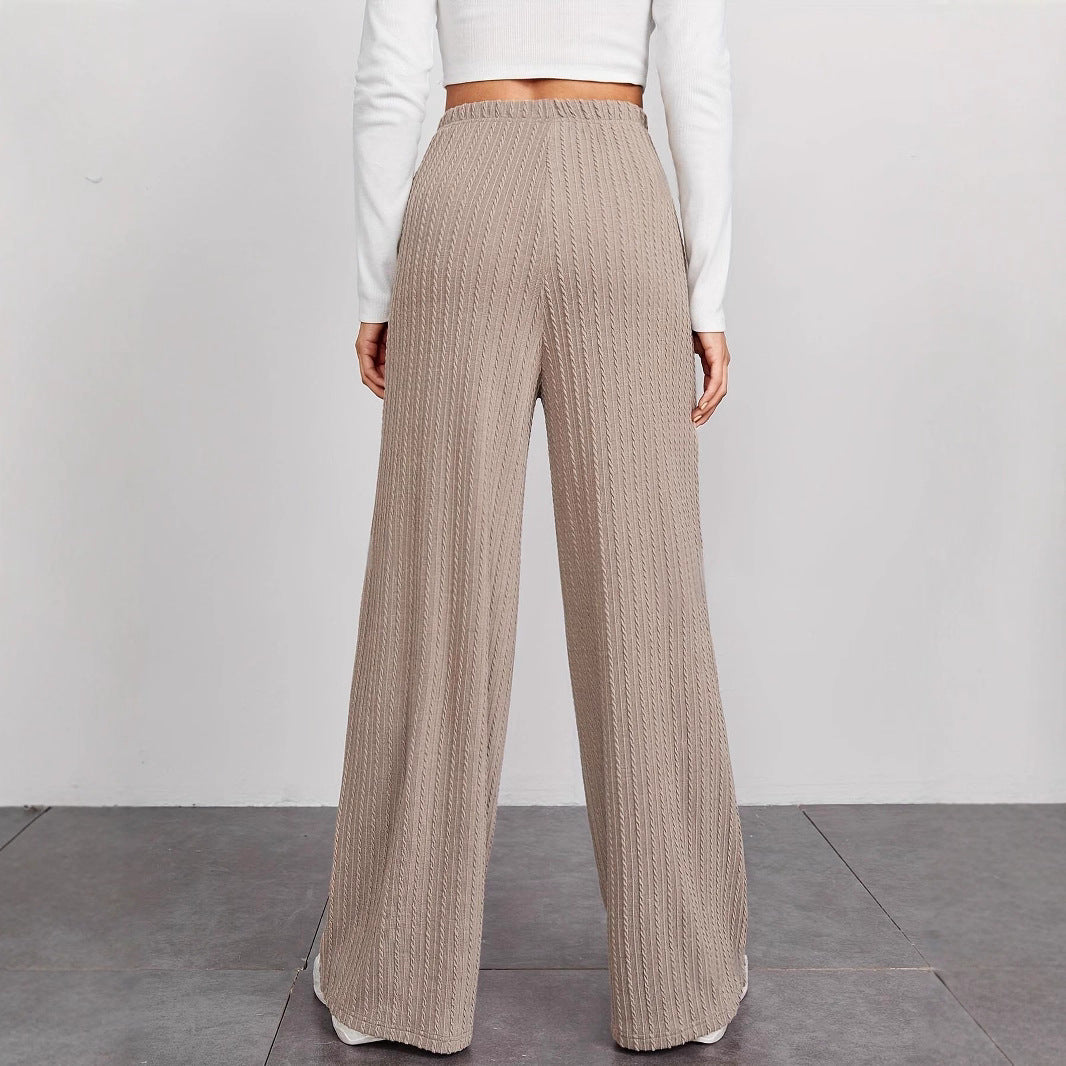 Women's wide-leg knit trousers with a sophisticated textured pattern NOVAE