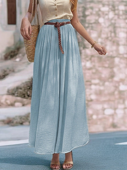 Women's Long Maxi Skirt with Elastic Waistband and Flowing Fabric NOVAE