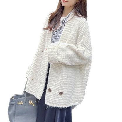 Women's cardigan with double button closure and soft material NOVAE