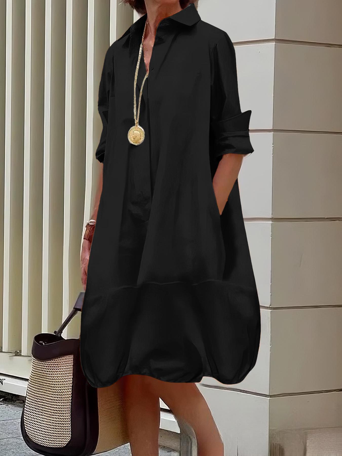 Women's Casual Shirt Dress with Wide Hem NOVAE