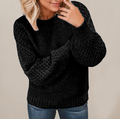 Women's chunky knit sweater with voluminous sleeves and textured design NOVAE