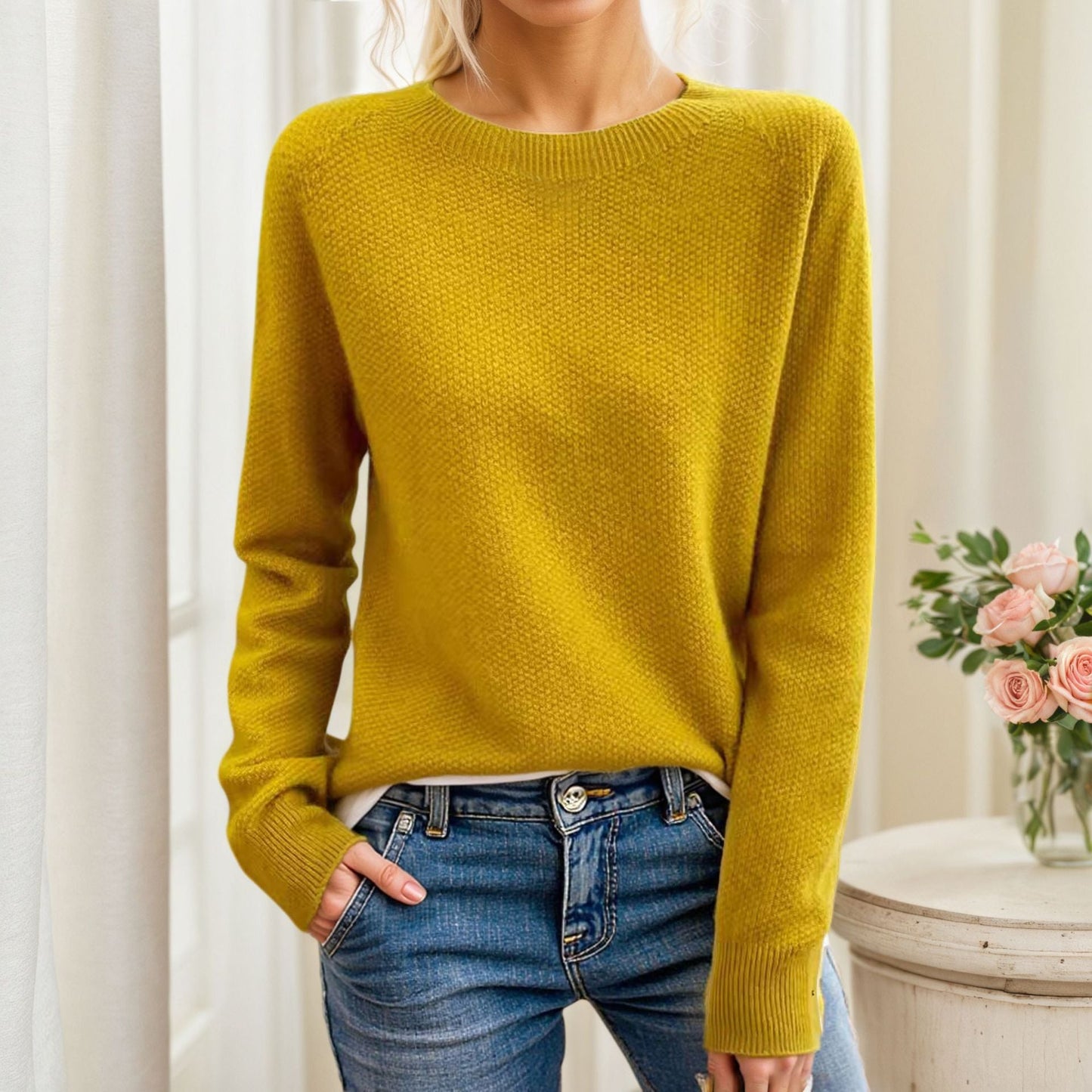 Women's soft knit sweater with textured pattern NOVAE