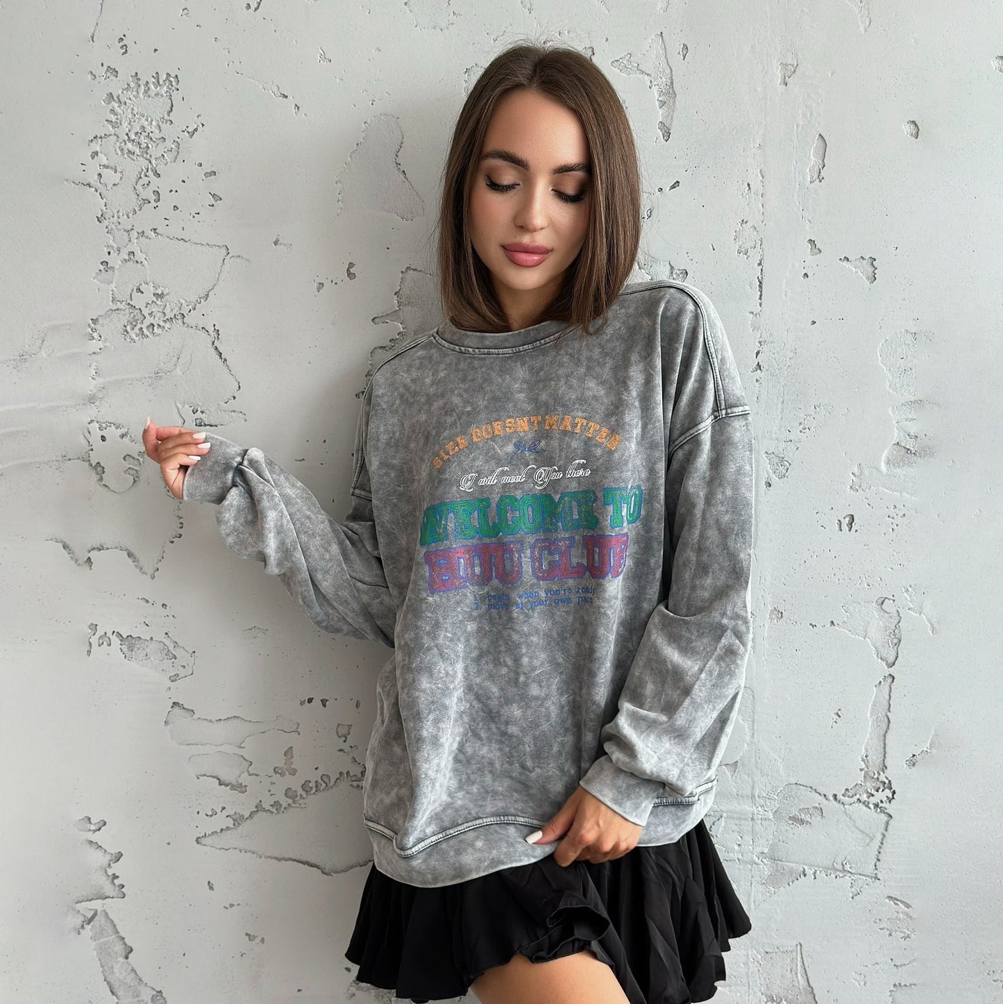 Women's casual sweatshirt with creative lettering NOVAE